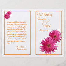 Programa rosado del boda de la margarita del Gerbe Tarjetas Informativas