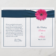 Programa rosado del boda de la margarita del Gerbe Flyer Personalizado