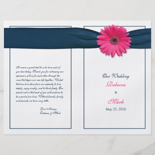 Programa rosado del boda de la margarita del Gerbe Flyer Personalizado