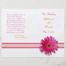 Programa rosado del boda de la margarita del Gerbe Tarjetón
