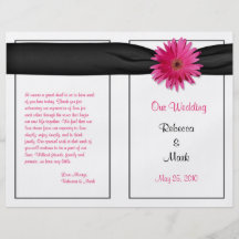 Programa rosado del boda de la margarita del Gerbe Tarjeta Publicitaria