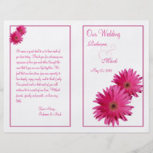 Programa rosado del boda de la margarita del Gerbe Tarjetas Informativas