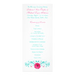 Programa rosado del boda de la turquesa de la marg invitaciones personales 