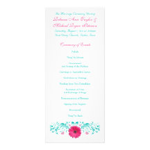 Programa rosado del boda de la turquesa de la marg invitaciones personales 