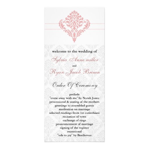 programa rosado del boda del damasco lonas personalizadas