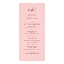 Programa rosado del boda del monograma diseño de tarjeta publicitaria