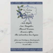 Programa temático azul del boda tarjetas informativas