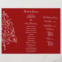 Programa triple del boda del invierno rojo tarjetones