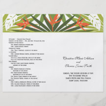 Programa tropical anaranjado del boda flyer a todo color