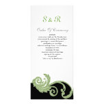 programa verde, blanco y negro del boda tarjeta publicitaria personalizada