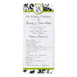Programa verde del boda del damasco del negro del  invitacion personal 