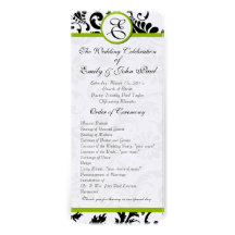 Programa verde del boda del damasco del negro del  invitacion personal 