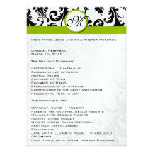 Programa verde del boda del remolino negro del dam invitaciones personales 