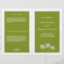 Programa verde del boda del verano de las palmeras flyer personalizado
