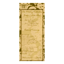 Programa verde oliva oscuro del boda del remolino  invitación personalizada