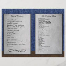 Programas occidentales de la ceremonia de boda del tarjeton