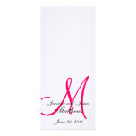Programas rosados blancos del boda del monograma s invitación personalizada