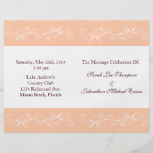 Programas suaves del boda del melocotón flyer a todo color