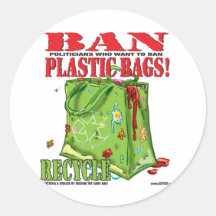 PROHIBICIÓN… ¡LAS BOLSAS DE PLÁSTICO! PEGATINA REDONDA
