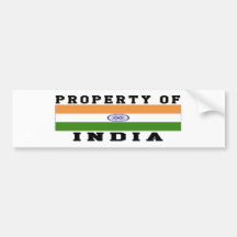 Propiedad de la India Pegatina De Parachoque