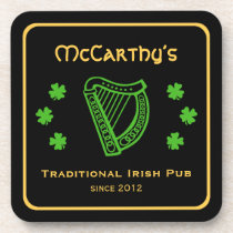 Pub de encargo del irlandés del apellido de la arp posavasos de corcho