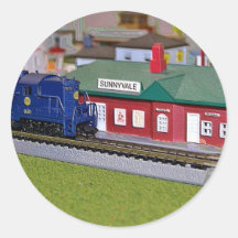 Pueblo del tren del modelo de escala de N Pegatinas Redondas