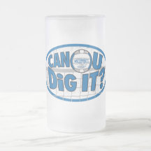 ¿Puede U cavarlo? Azul y plata Tazas
