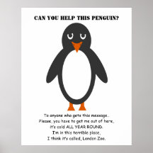¿Puede usted ayudar a este pingüino? Posters