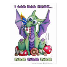Puedo dragón lindo del bebé de la hada NOM NOM NOM Postal