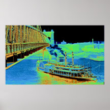 Puente colgante y barco de vapor 1906 de Cincinnat Impresiones