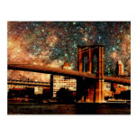 puente de Brooklyn de la noche estrellada tarjetas postales