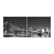Puente de Brooklyn en la noche, New York City Impresion De Lienzo