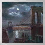 Puente de Brooklyn por claro de luna Impresiones