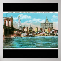 Puente de Brooklyn, Woolworth y Municipal… Poster