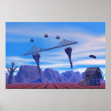 Puente de naves del mundo de fantasía del poster