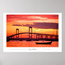 Puente de Newport en la puesta del sol Poster
