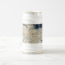 Puente del tambor en Meguro, por Ando Hiroshige Taza