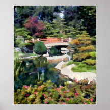 Puente en jardín japonés impresiones