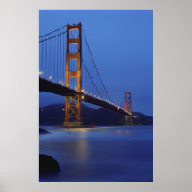 Puente Golden Gate en la noche Poster