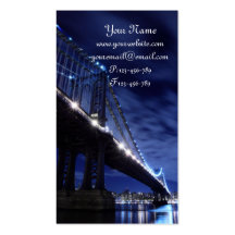Puente y horizonte de Manhattan en la noche, Nueva Plantilla De Tarjeta De Negocio
