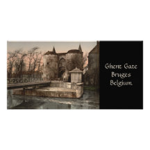 Puerta de Brujas - de Gante, Bélgica Plantilla Para Tarjeta De Foto