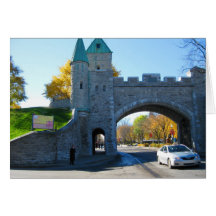 Puertas del castillo de la ciudad de Quebec Canadá Tarjetón