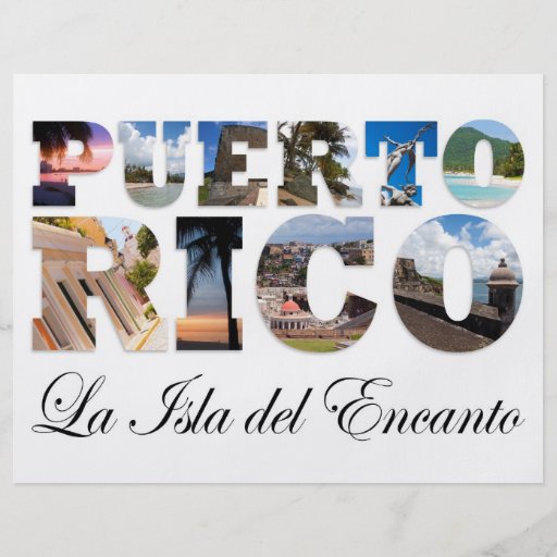 Puerto Rico La Isla Del Encanto Collage/montaje Flyer A Todo Color