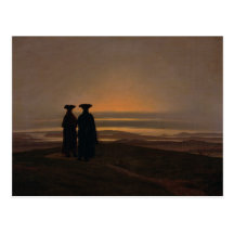 Puesta del sol c.1830-35 tarjeta postal