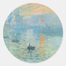 Puesta del sol - Claude Monet Pegatina Redonda