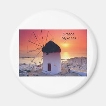 Puesta del sol de Grecia Mykonos (St.K) Imán De Nevera