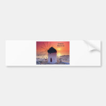Puesta del sol de Grecia Mykonos (St.K) Etiqueta De Parachoque