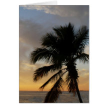 Puesta del sol de la palma tarjeton