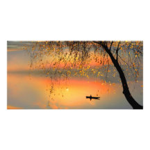 Puesta del sol de la pesca tarjeta fotografica personalizada