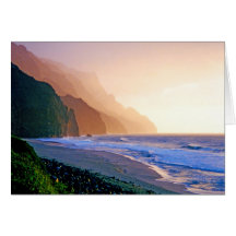 Puesta del sol de la playa de Kalalau Tarjetas